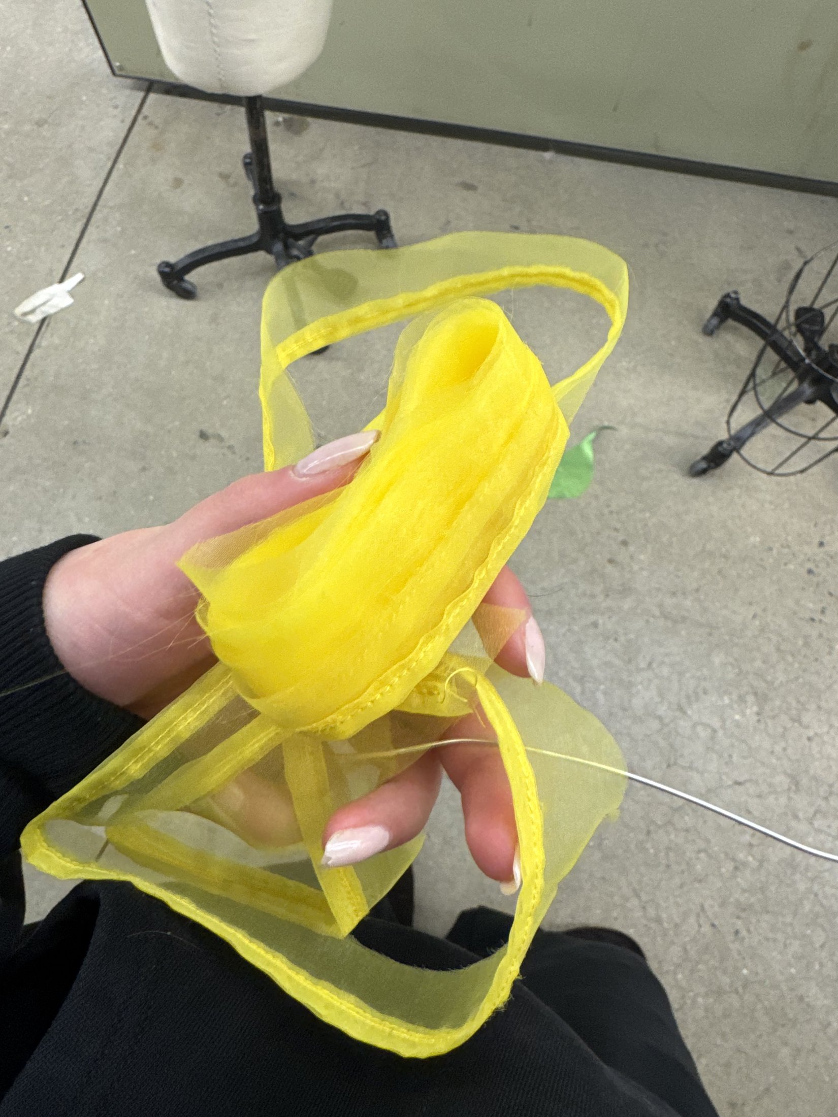 Yellow fabric and curved structural experiment