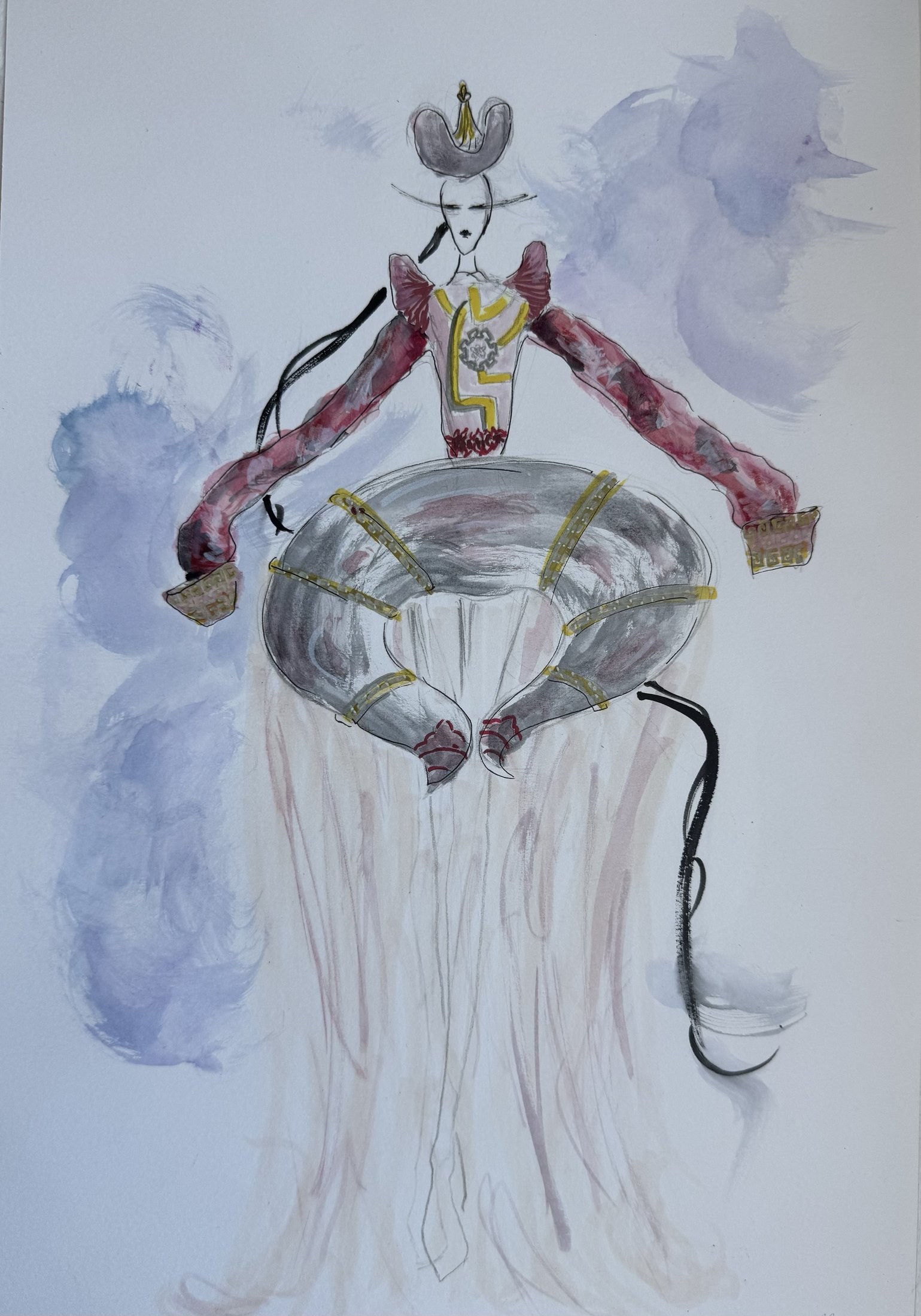 Colored sculptural fashion illustration
