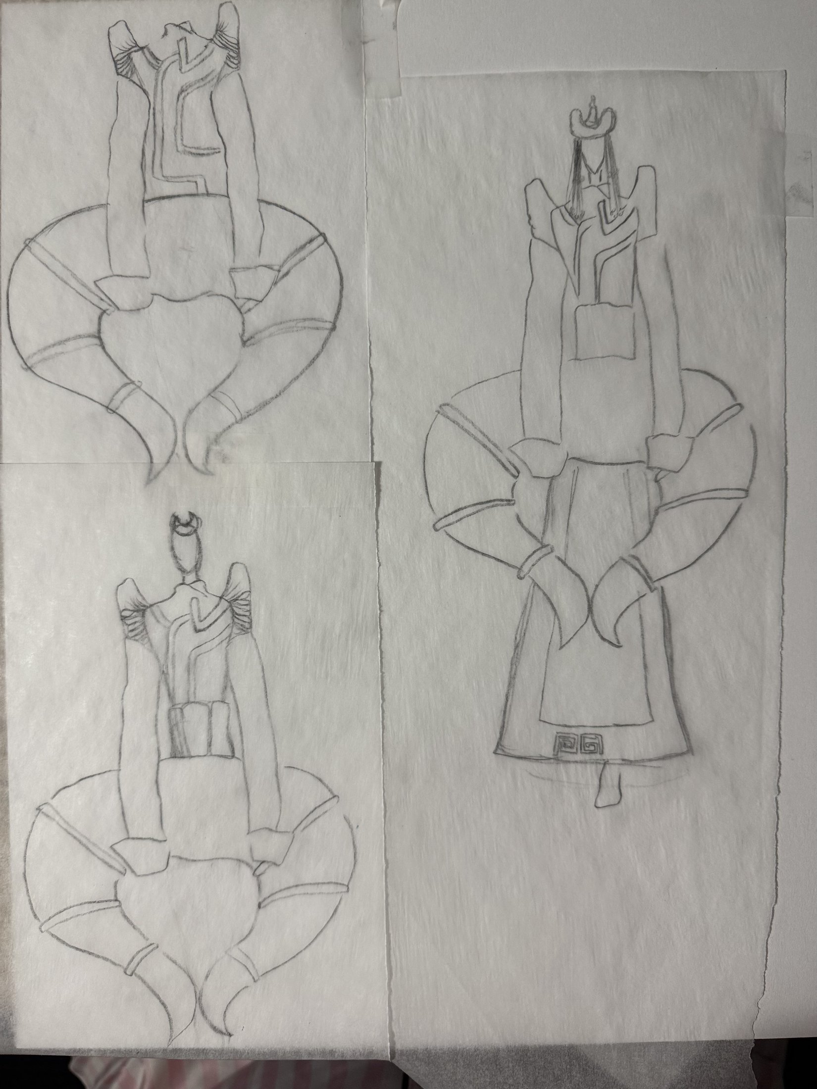 Graphite silhouette and structural sketches
