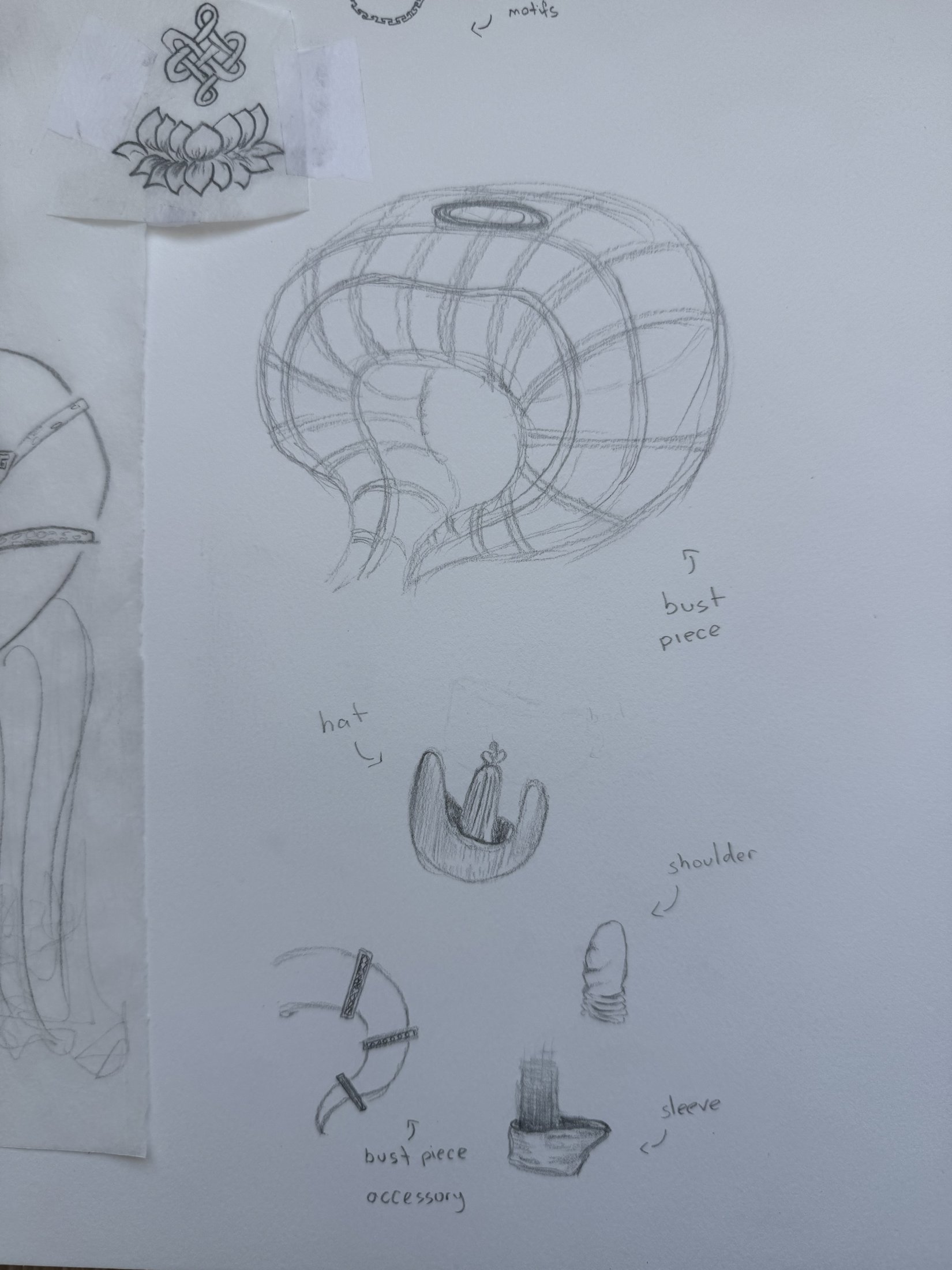 Graphite structural detail sketches
