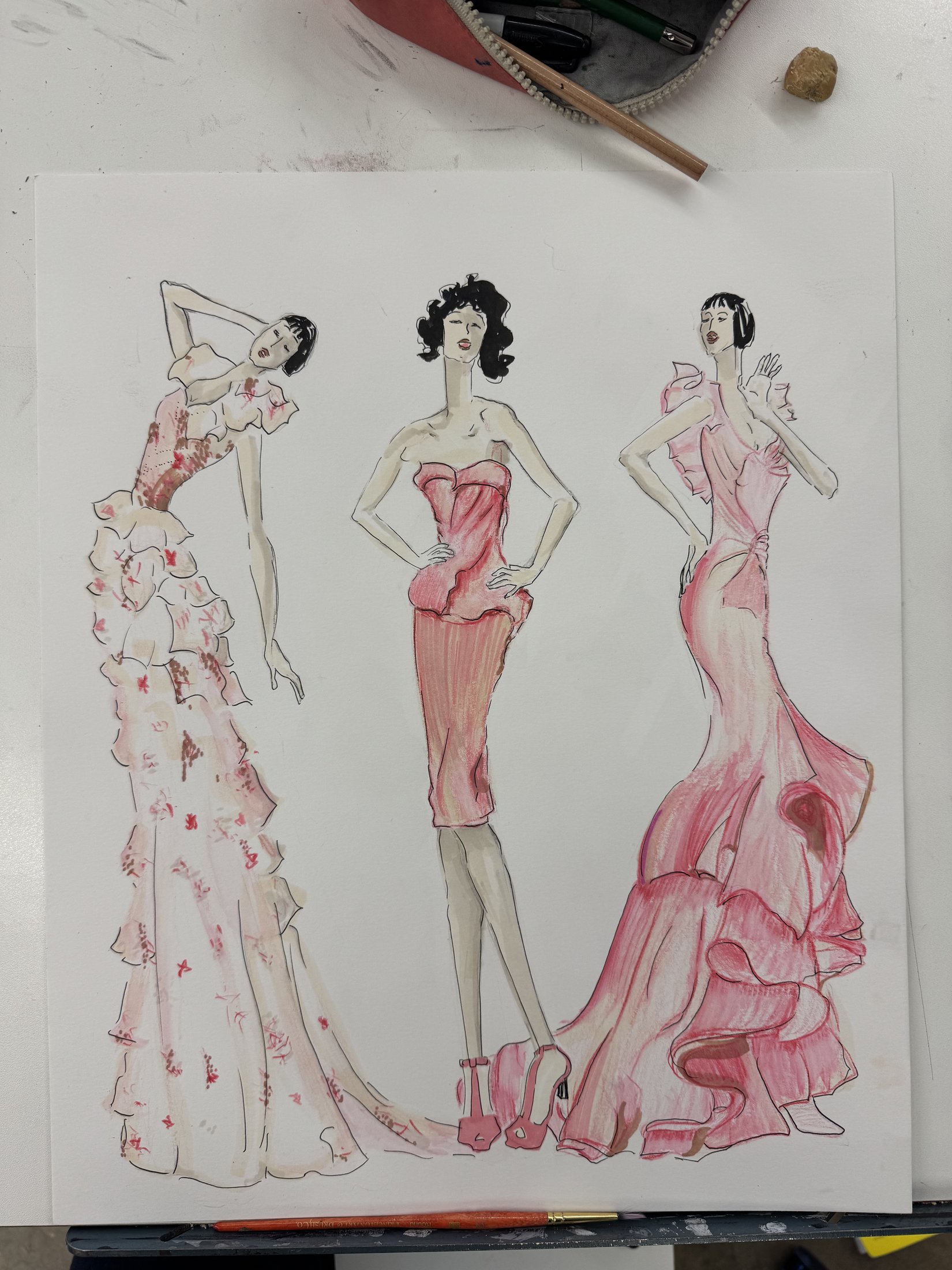Pink fashion illustrations